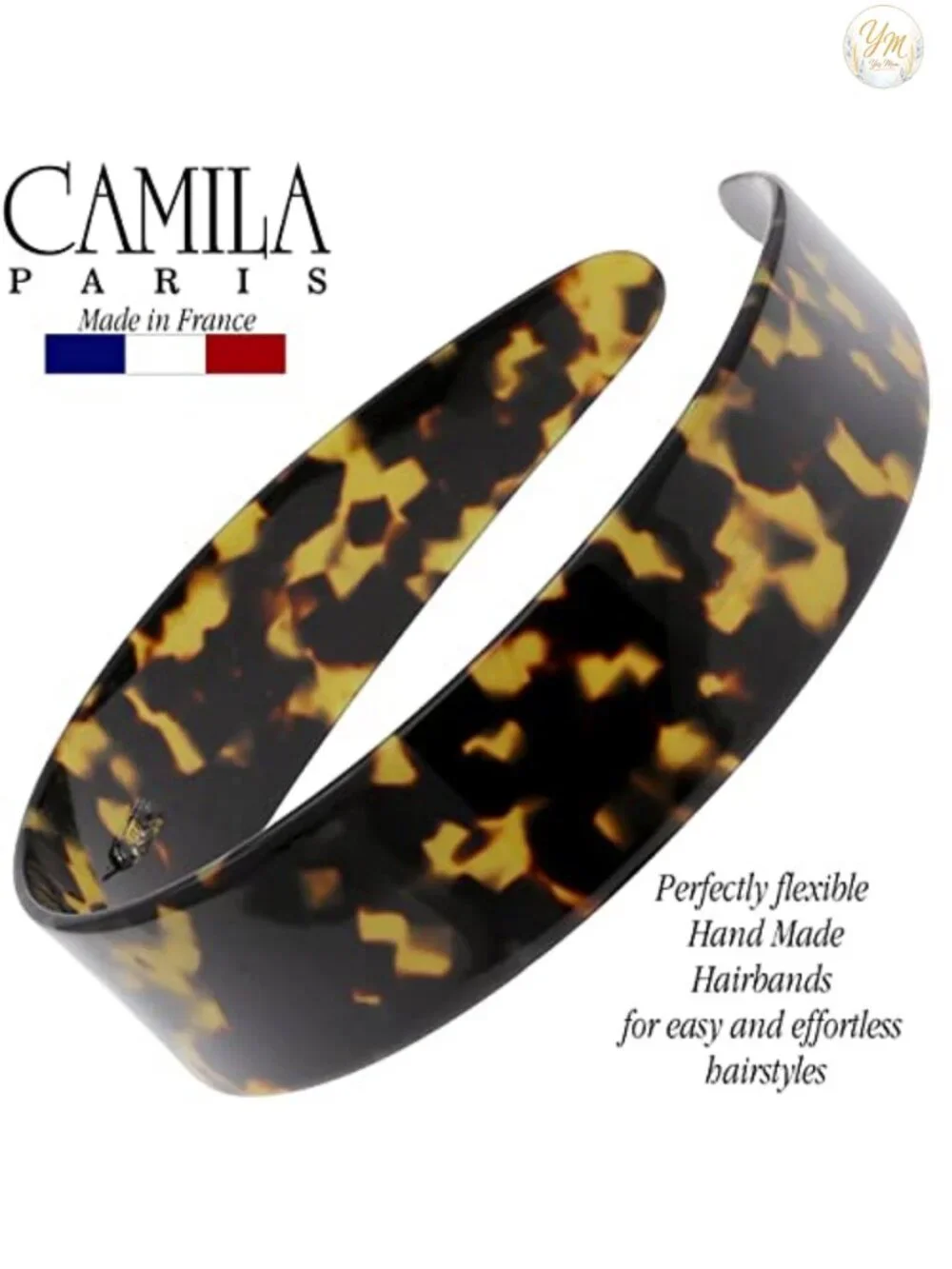 Handmade French Headband, Cellulose Acetate, No-Slip Grip, Strong Hold Hair